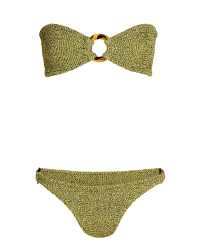 Shop Hunza G Gloria Bandeau Bikini Set In Green
