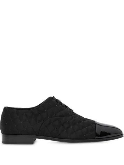 Shop Burberry Embellished Quilted Derby Shoes In Black