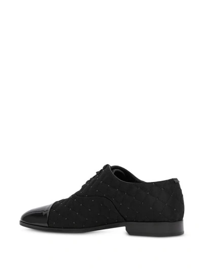 Shop Burberry Embellished Quilted Derby Shoes In Black