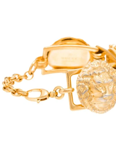 Shop Gucci Lion Head Bracelet In Gold