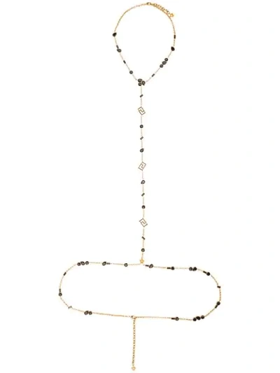 Shop Versace Crystal Body Chain In Gold