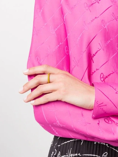 Shop Versace Logo Embellished Ring In Gold