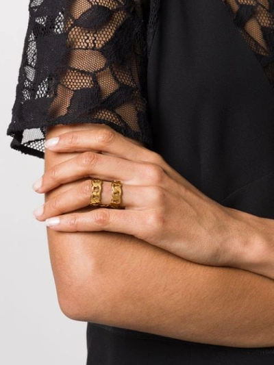 Shop Maison Margiela Double Chain-link Cuff Ring In Gold