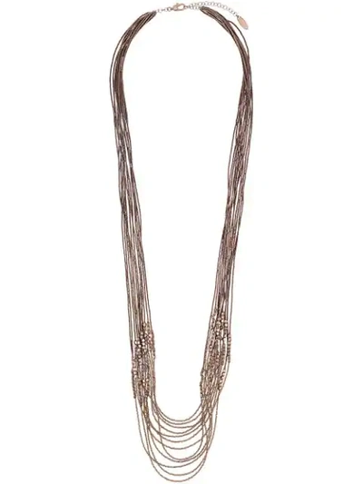 Shop Brunello Cucinelli Multi-bead Layered Necklace In Brown