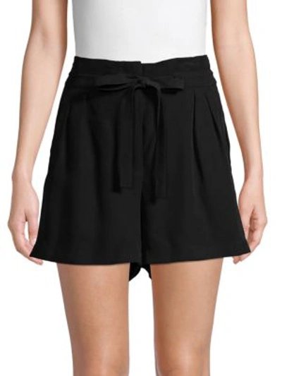 Shop Bcbgmaxazria Tie Paperbag Shorts In Black