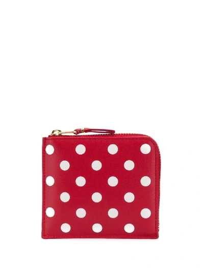 Shop Comme Des Garçons Polka-dot Print Wallet In Red