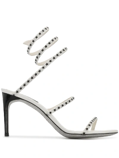 Shop René Caovilla Cleo Studded Sandals In Grey