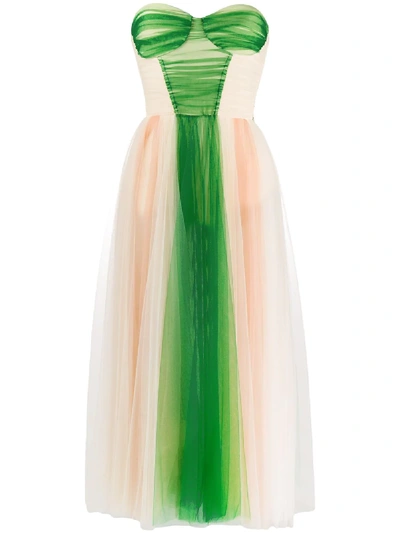 Shop Elisabetta Franchi Tulle Bustier Prom Dress In Green