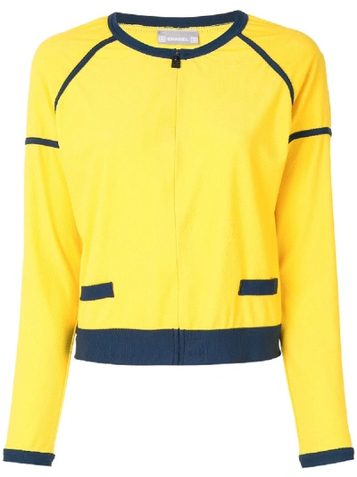 Pre-owned Chanel 2006 Sport Line Collarless Jacket In Yellow