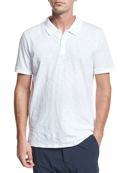 Shop Vince Classic Slub Cotton Polo Shirt In White