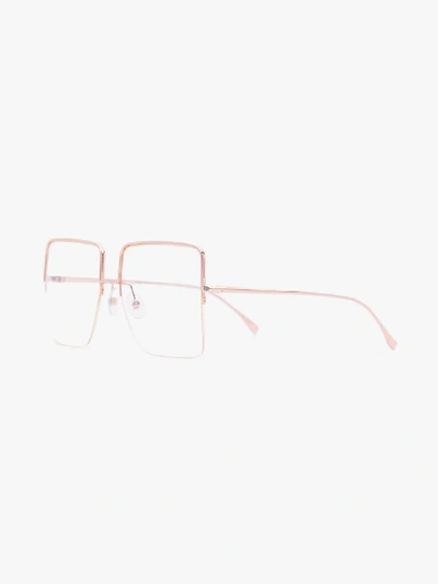 Shop Fendi Metallic Square Optical Glasses