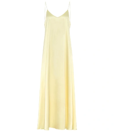 Shop Oseree Satin Maxi Dress In Yellow