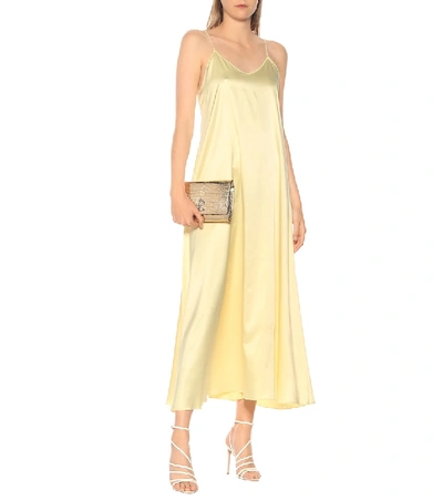 Shop Oseree Satin Maxi Dress In Yellow