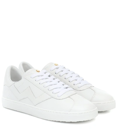 Shop Stuart Weitzman Daryl Leather Sneakers In White