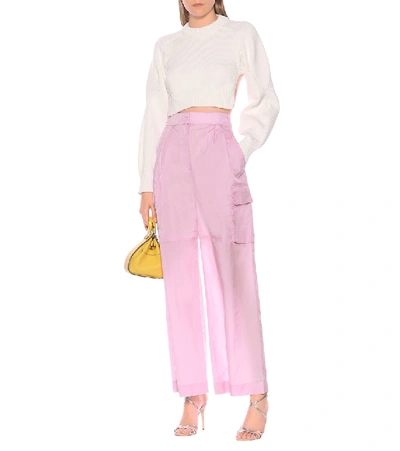 Shop Tibi High-rise Wide Cargo Pants In Pink