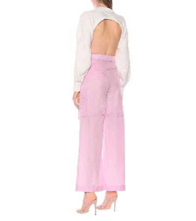 Shop Tibi High-rise Wide Cargo Pants In Pink