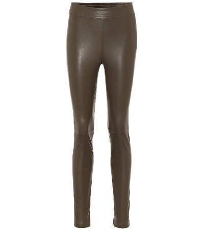 Shop Helmut Lang Skinny Leather Pants In Brown