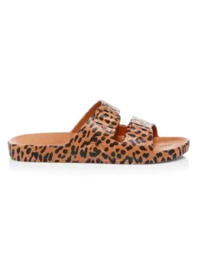 Shop Freedom Moses Leopard-print Plastic Pool Slides In Toffee