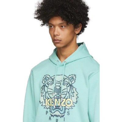 Shop Kenzo Blue Scuba Tiger Hoodie In 60 Aqua