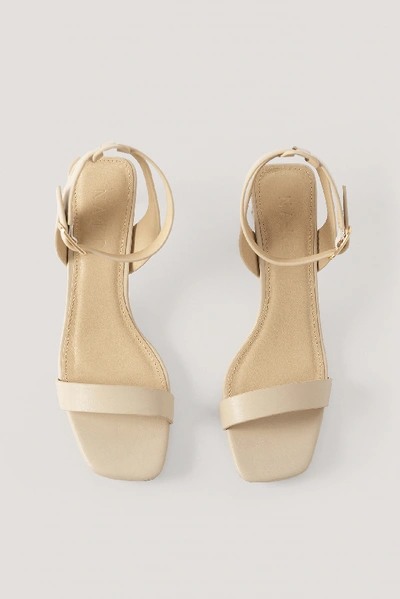 Shop Na-kd Basic Squared Heel Sandals - Beige In Natural