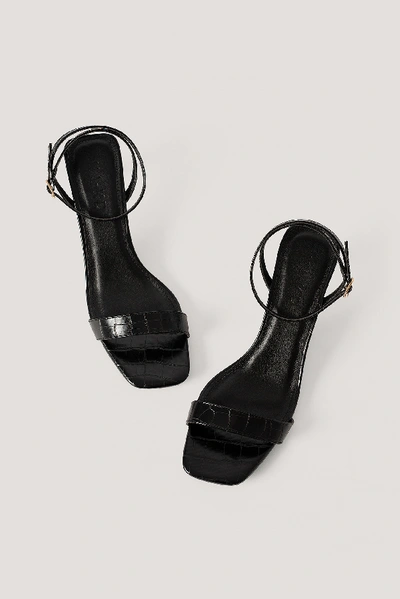 Shop Na-kd Croc Basic Block Heel Sandals Black