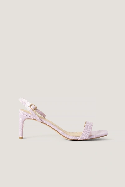 Shop Na-kd Croc Basic Block Heel Sandals - Purple In Lilac