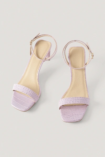 Shop Na-kd Croc Basic Block Heel Sandals - Purple In Lilac