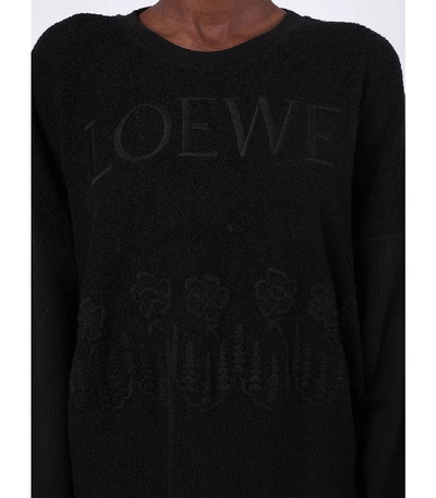 Shop Loewe Embroidered Floral Logo Sweater Black