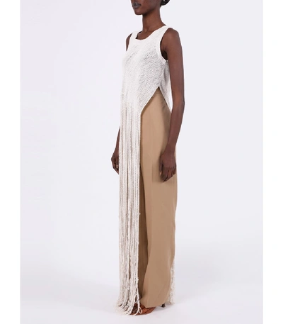 Shop Jil Sander Ivory Long Fringe Tank Top In White