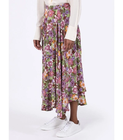 Shop Lhd French Riviera Skirt, Floral Purple In Multicolor