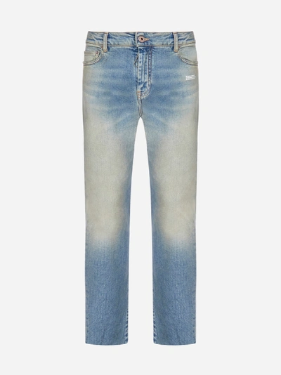 Shop Off-white Stretch Cotton Skinny Jeans