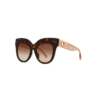 Shop Linda Farrow Luxe Dunaway Tortoiseshell Oversized Sunglasses In Brown