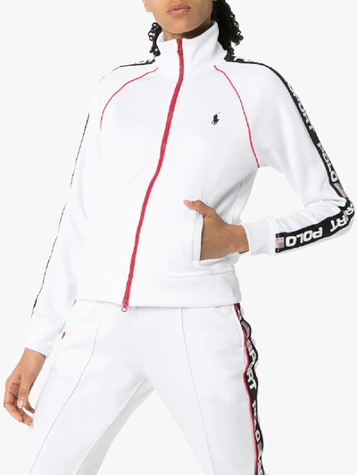 Shop Polo Ralph Lauren Zip-up Logo Track Jacket In White
