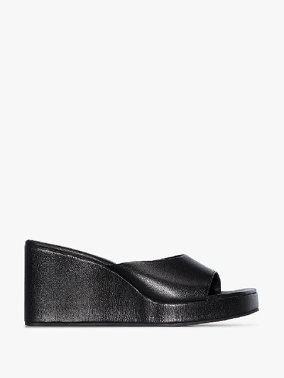 Shop Simon Miller Black Level Wedge 90 Leather Sandals