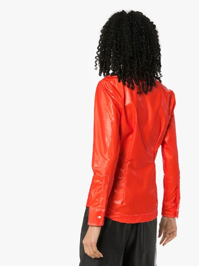 Shop Markoo Faux Leather Shirt In Red