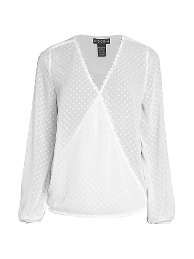 Shop Design History Dotted Faux-wrap Blouse In White