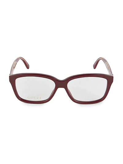 Shop Gucci Core 55mm Square Optical Glasses In Burgundy