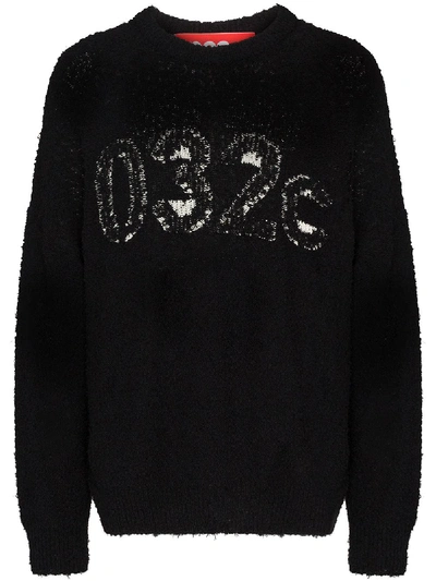 Shop 032c Textured Logo Knitted Jumper In Black