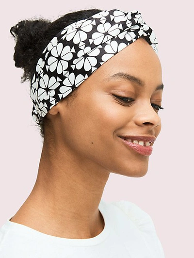 Shop Kate Spade Bicolor Spade Flower Turban Headband In Black
