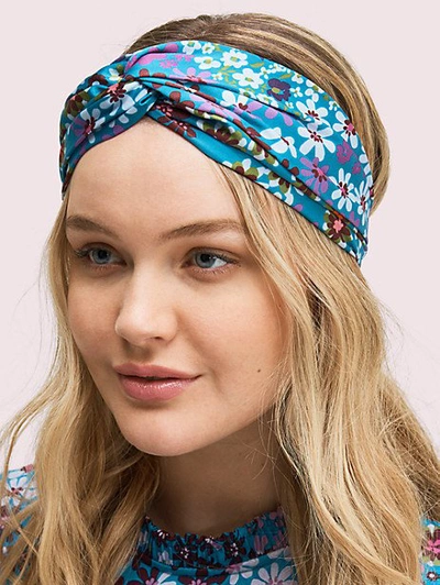 Shop Kate Spade Pacific Petals Headband In Aruba Blue