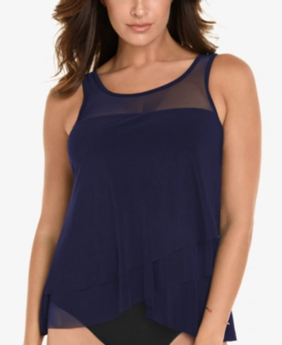Shop Miraclesuit Illusionist Mirage Underwire Tankini Top Women's Swimsuit In Midnight Blue