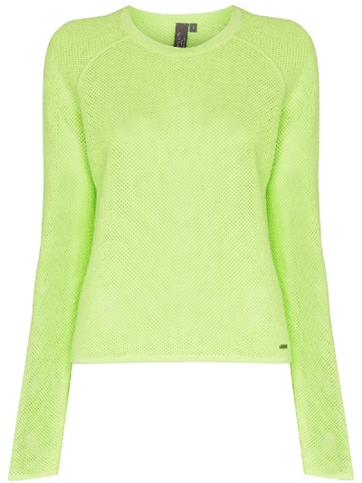 Shop Sweaty Betty Idol Open-knit Jumper In Green