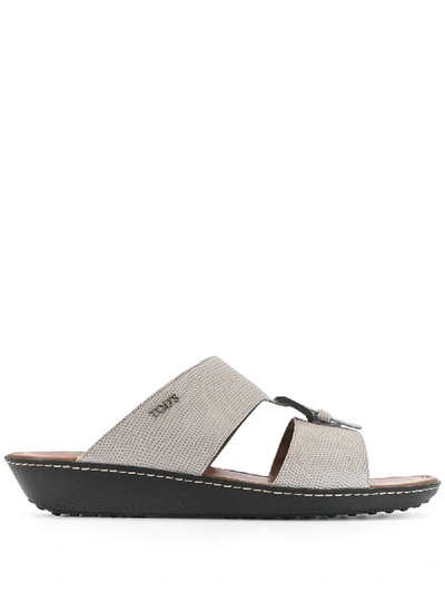Shop Tod's Buckled Cut-out Sandals In Grey