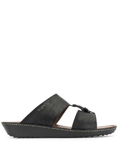 Shop Tod's Buckled Cut-out Sandals In Black