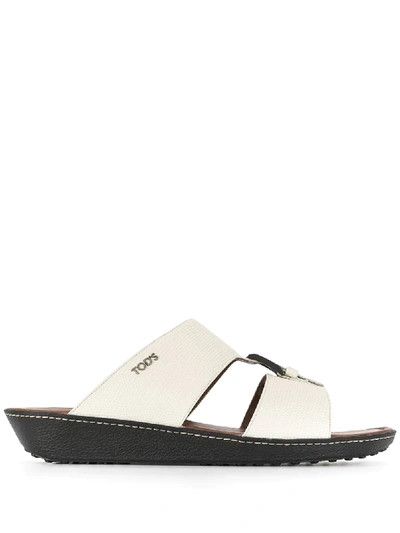 Shop Tod's Buckled Cut-out Sandals In Neutrals