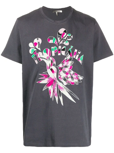 Shop Isabel Marant Tropicana Embroidered T-shirt In Grey