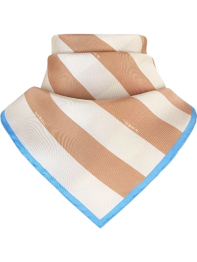 Shop Fendi Striped Silk Scarf In Neutrals