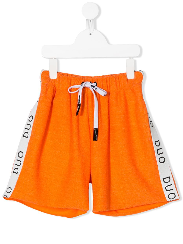 Duo Kids' Micro Kappa Joggings Shorts In Black/orange | ModeSens