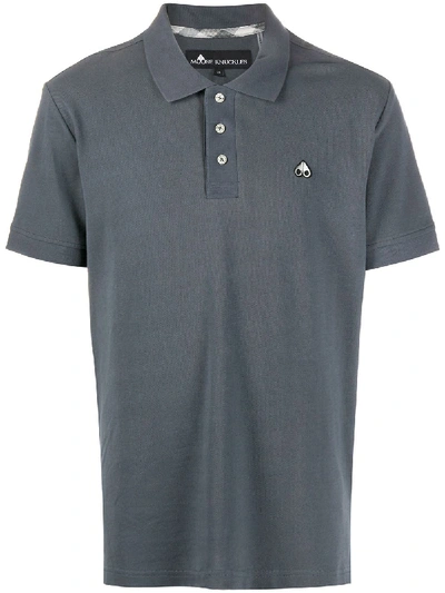 Shop Moose Knuckles Embroidered Logo Polo Shirt In Grey