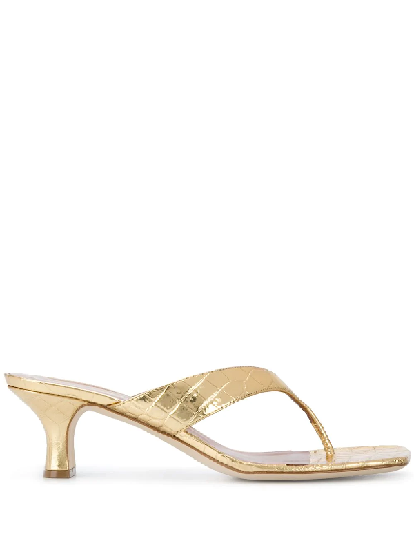 gold croc sandals